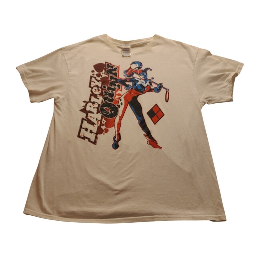 DC Comics Harley Quinn Graphic T-Shirt Delta Pro Weight Cream Men's Size L